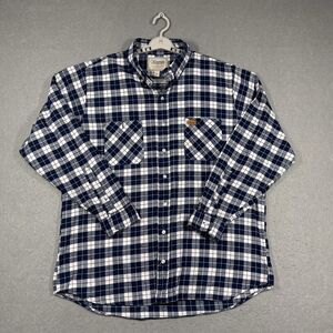 VTG Scotsman Shirt Mens XL Blue White Plaid Check Flannel Workrkwear Made in USA